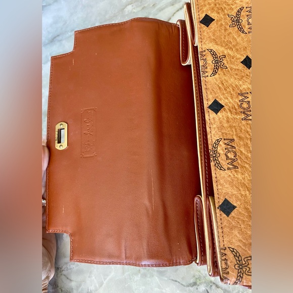 MCM Vinatge Cognac Visetos Monogram Kelly Top Handle Satchel Limited Edition - Picture 9 of 12